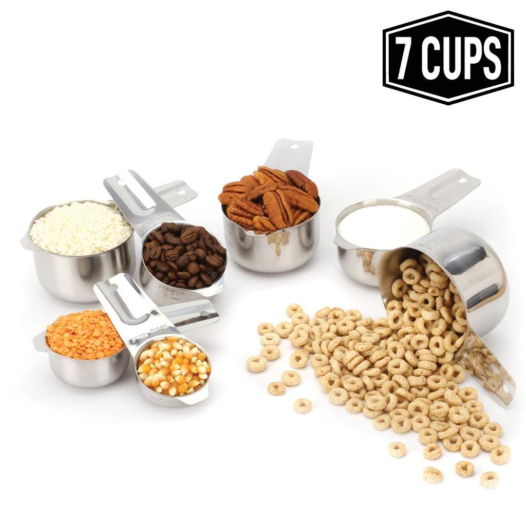 FineDine [7-Piece] Stainless Steel Measuring Cups Made of 1 Solid Piece  18/8 Stainless Steel, Engraved Measurements, - Bed Bath & Beyond - 19267226